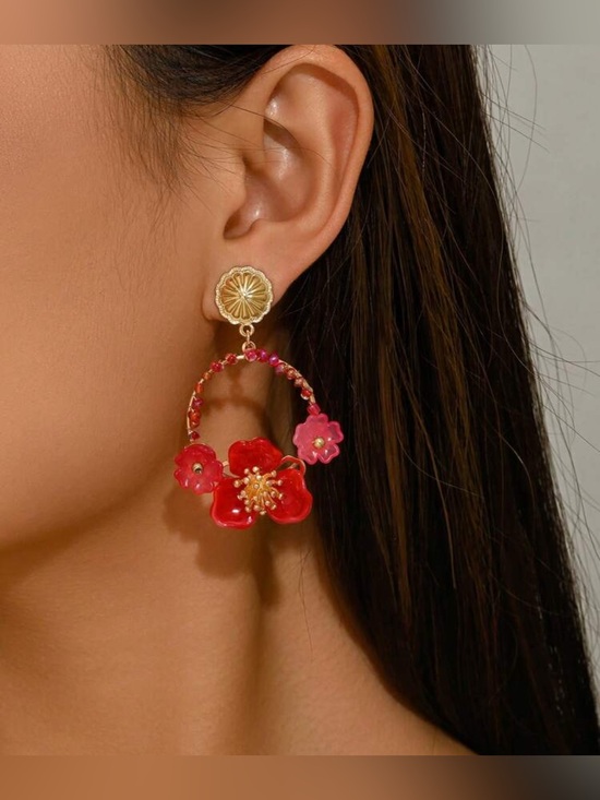 Free People Jewelry - Floral red Drop Earring A1647